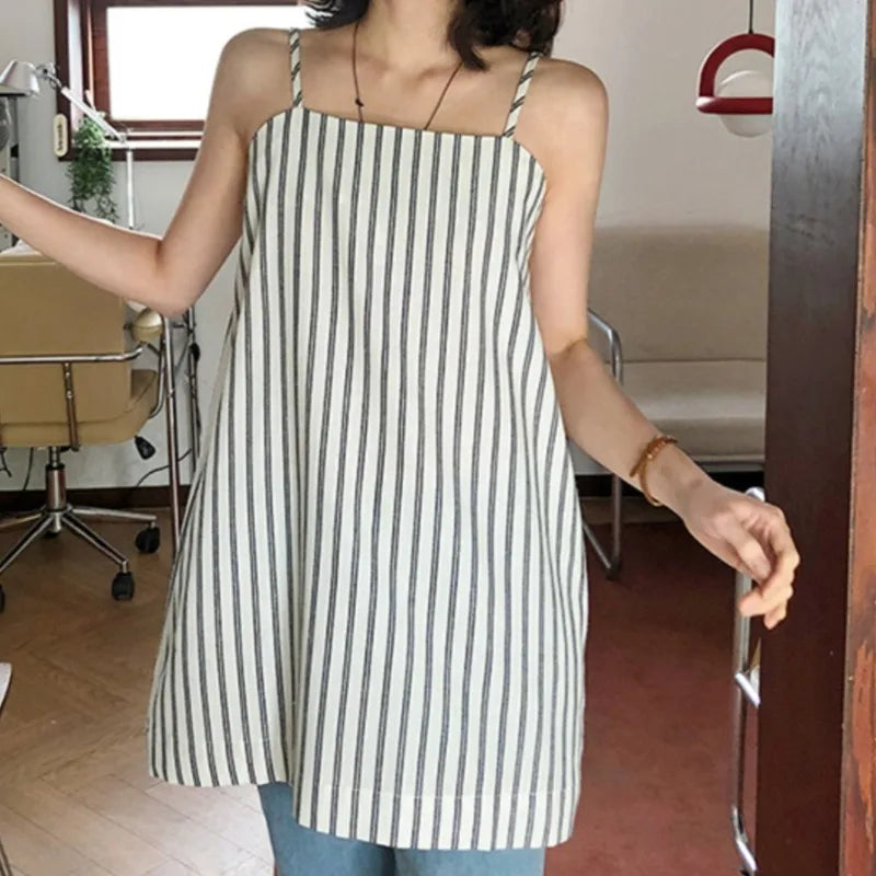 Y2k Dresses Slash Neck Spring Summer Korean Vestidos Mujer Sleeveless Aline Mini Dress