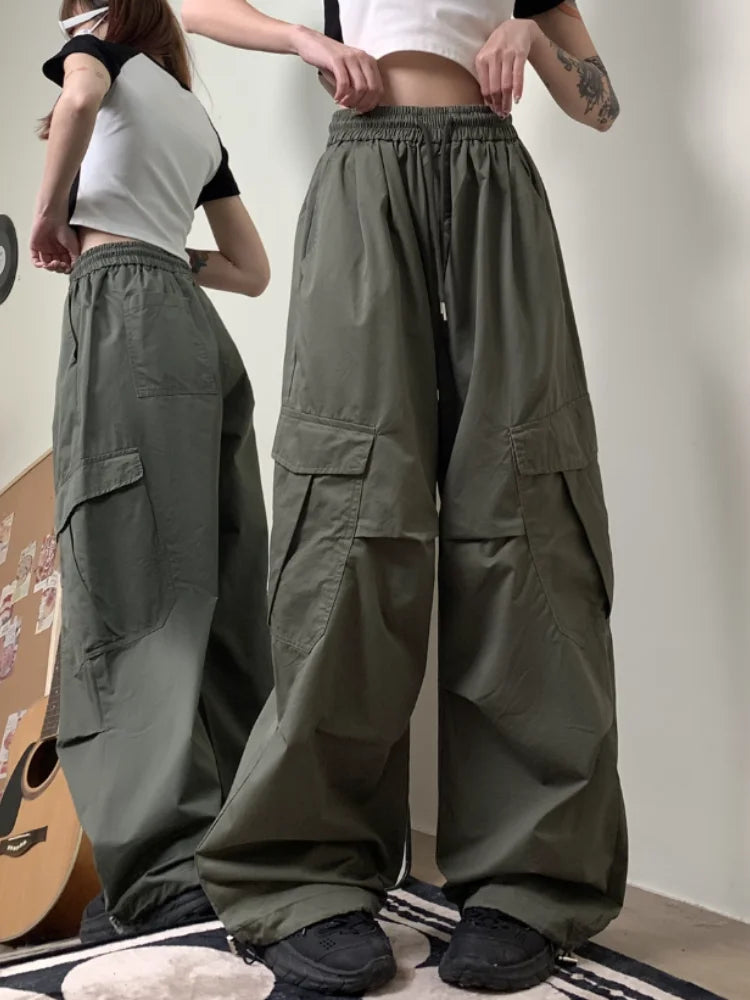 Cargo Pants for Harajuku Hip Hop High Waist Korean Straight Trousers Y2k Summer Slacks
