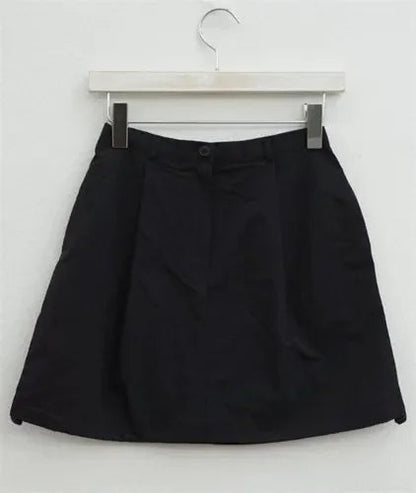 Summer Korean Retro High Street Drawstring Gray Nylon Low Waist Mini Skirt Skirt
