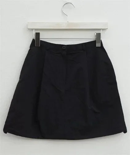Summer Korean Retro High Street Drawstring Gray Nylon Low Waist Mini Skirt Skirt