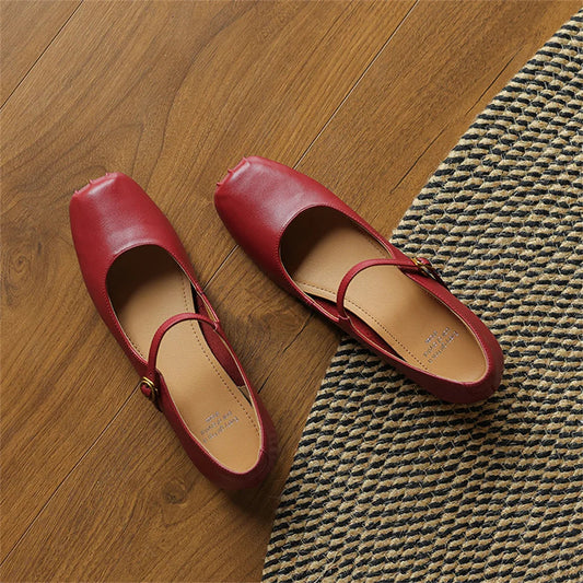 Flats Shoes Genuine Leather Mary Janle Shoes Moccasins Walking Lofers Shoes Females Retro Flats
