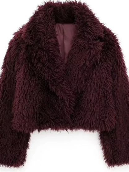 Winter Female Fur Feather Overcoat Loose Patchwork Long Sleeve Lapel ’s Coat New