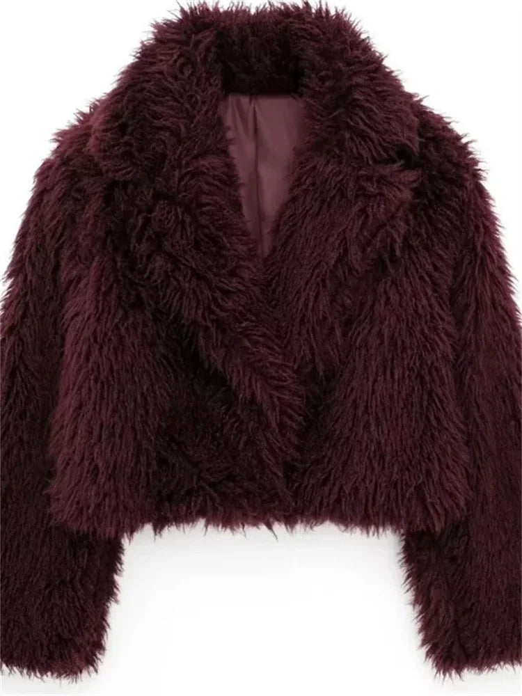Winter Female Fur Feather Overcoat Loose Patchwork Long Sleeve Lapel ’s Coat New