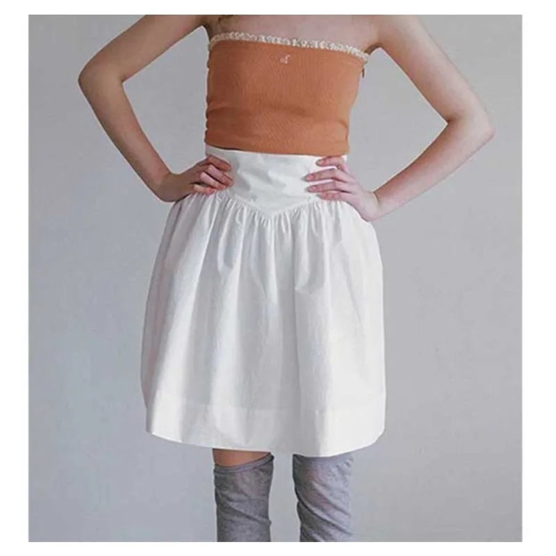 High Waist Pleated Loose Aline Skirt Summer New Korean Color All Match Kneelength Skirt