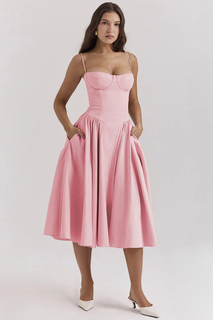 Nina | Sleeveless Corset Midi Dress