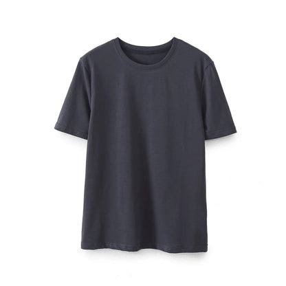 Summer Basic Round Neck Cotton Tshirt Set Short Sleeves Top Female Loose Laceup Straight Leg Pants