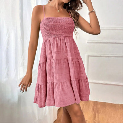 Backless Ruffle Spaghetti Strap Mini Dress