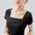 Spring Summer Style Cotton Blouses Shirts Lady Short Sleeve Square Collar Loose Blouses ’s Tops Df3492