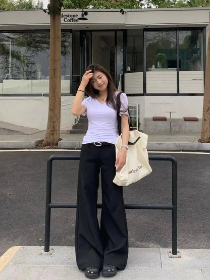 Y2k Wide Leg Pants American Retro Female Grunge Loose Trousers Summer