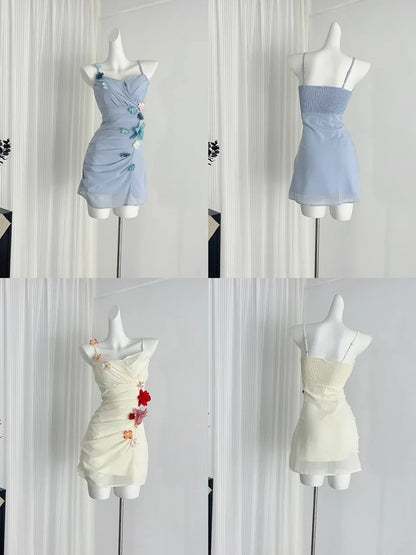 Summer Mini Dress Sleeveless Korean Strap Dress Office Lady Even Party Bodycon Slim Clothing Y2k