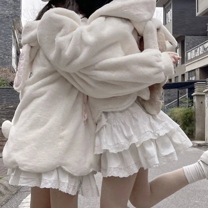 Fairy Skirt Summer Japanese Soft Girl Bow High Waist Cake Skirt Lace Short Skirt Student Versatile Half Skirt