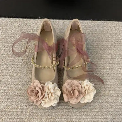 Shoes Woman Flats Modis Dress Summer on Heels New Spring Mary Janes Flower Summer Shoes Heels