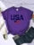 Usa Letters American Flag Stars and Stripes Printed T-shirts Street Hip Hop Tee Clothing Summer Breathable Tshirt Female