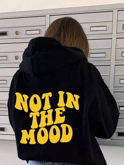 Not in the Mood Personality Letter Female Hoodies Personality Loose Hoodie Autumn Warm Fleece Hoody Harajuku Street Pullover