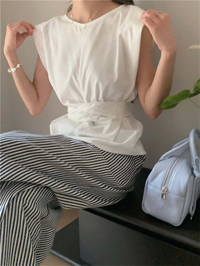 Work Wear Blouses Minimalist Summer Sleeveless Daily New Office Lady