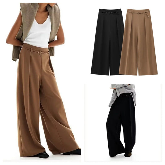 European and American Style New Temperament Versatile Pants Fashionable Simple Drape Wideleg Suit Pants