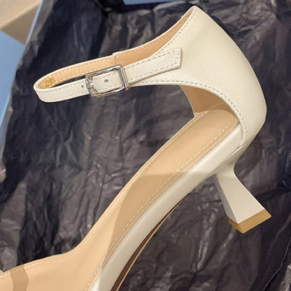 Thin High Heel Sandals Narrow Band Open Toe Ankle Strap Summer Heeled Dress Pumps Shoes for