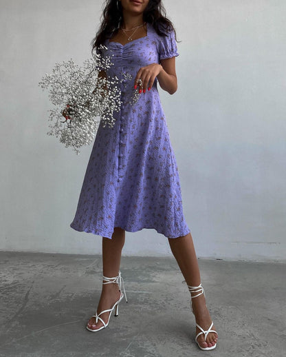 Summer Side Split Long Dress Female Beach Retro Print Sundress Vestido