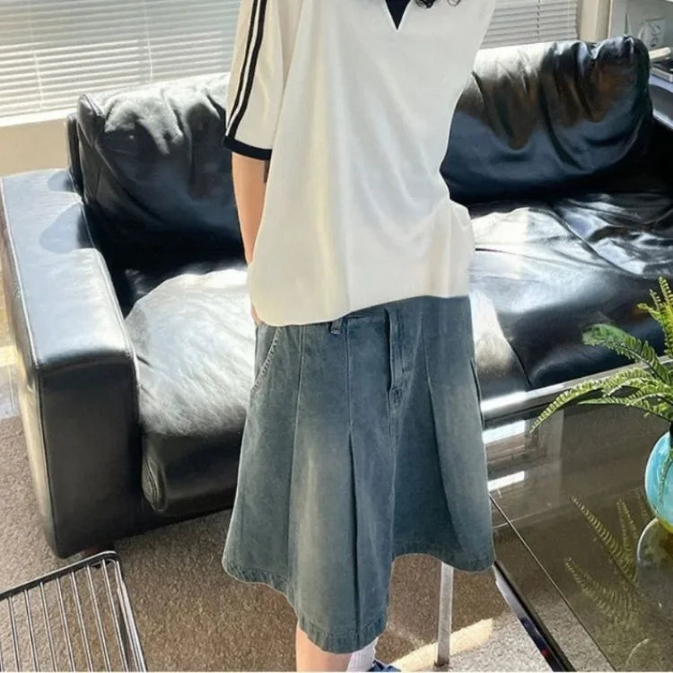 Denim Skirt for High Waist Aline Jupe Faldas Mujer Korean Y2k Mini Skirts