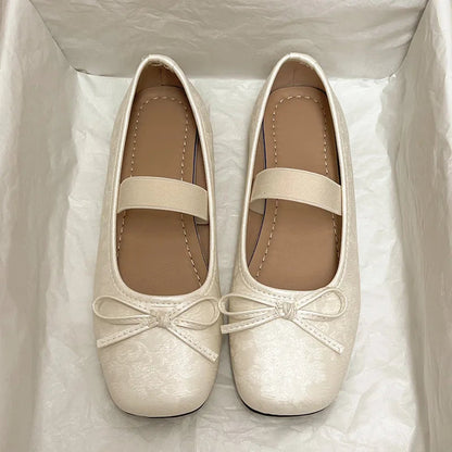 Ballerina Shoes Spring Autumn Comfort Nonslip Loafers Leather Flats Bowknot Mary Janes Shoes for