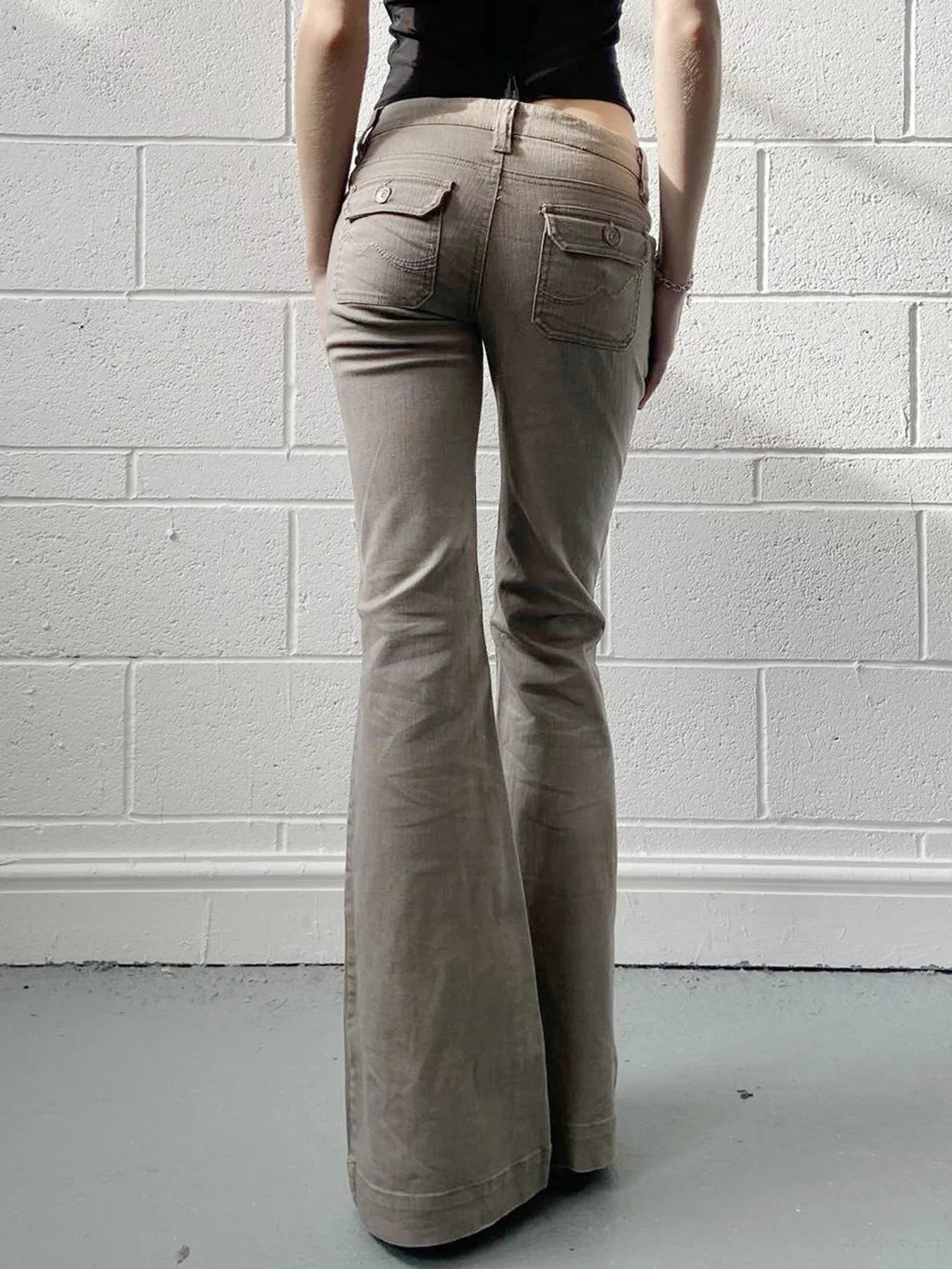 Slim Fit Simple Flared Pants High Causal England Style All-match Basic Jeans Classical Clothing