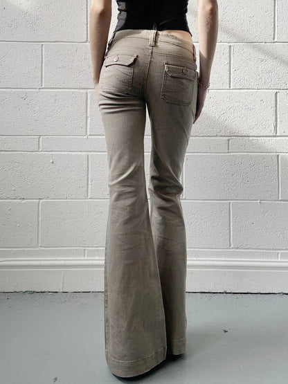 Slim Fit Simple Flared Pants High Causal England Style All-match Basic Jeans Classical Clothing