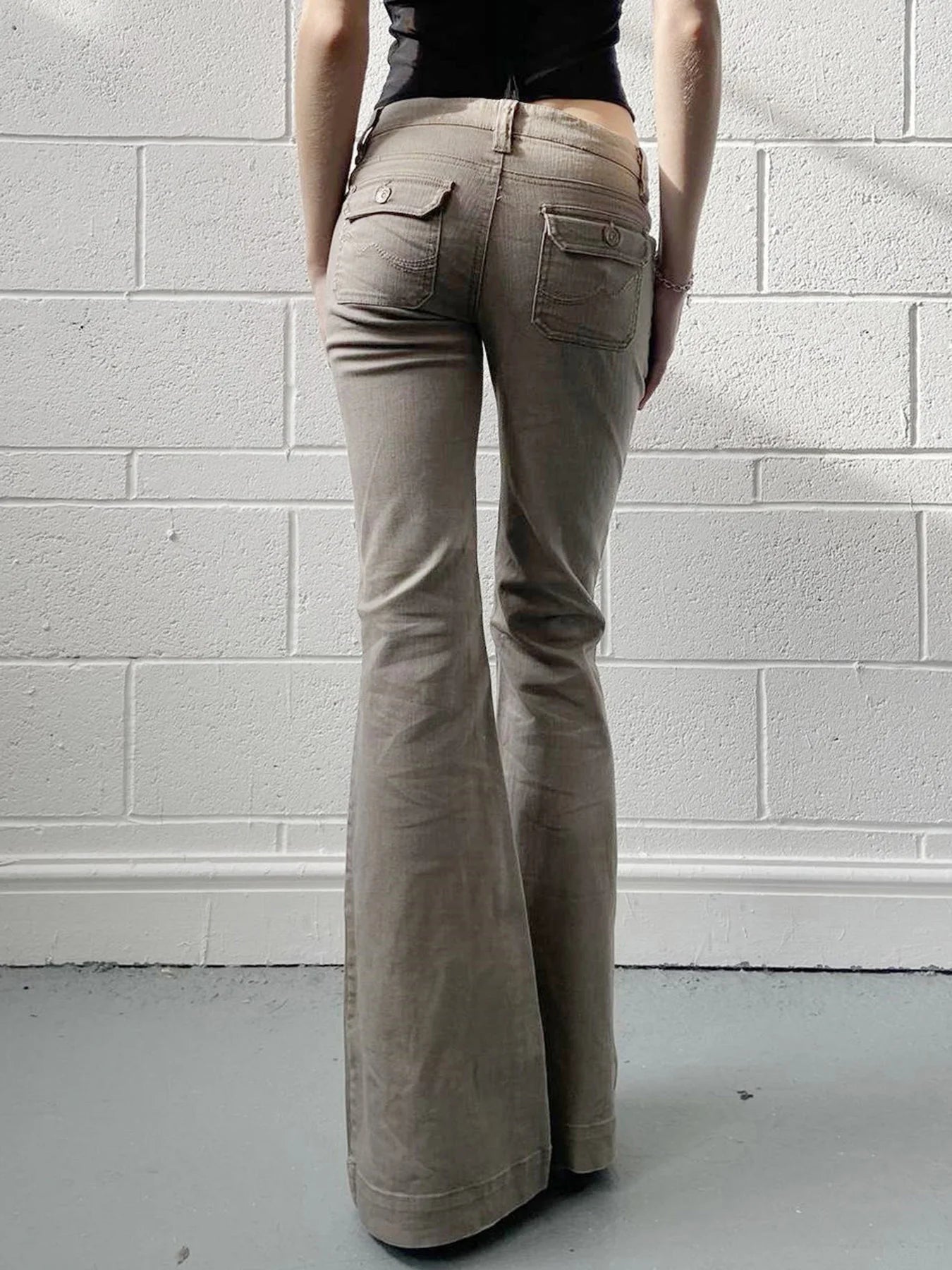 Slim Fit Simple Flared Pants High Causal England Style All-match Basic Jeans Classical Clothing