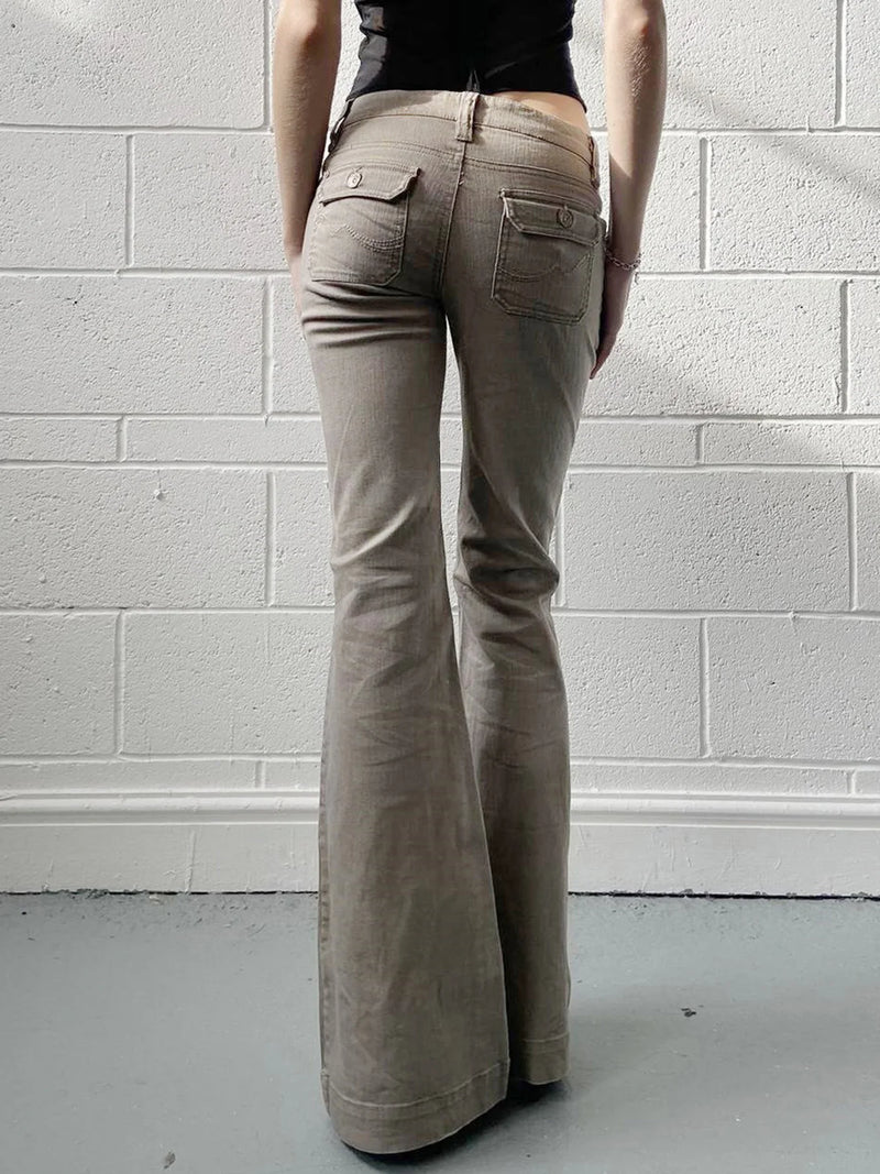 Slim Fit Simple Flared Pants High Causal England Style All-match Basic Jeans Classical Clothing