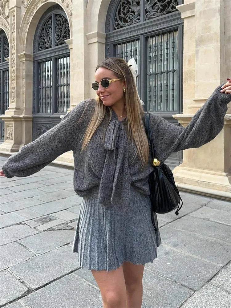 Twist Knit Sweater Pullover Ribbed Long Sleeve Loose Knitwear Sweater High Waist Female Pullover