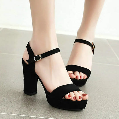 Size 3243 10cm High Heel Sandals Black Heel Open Toe Fashionable Summer Sandals Shoes