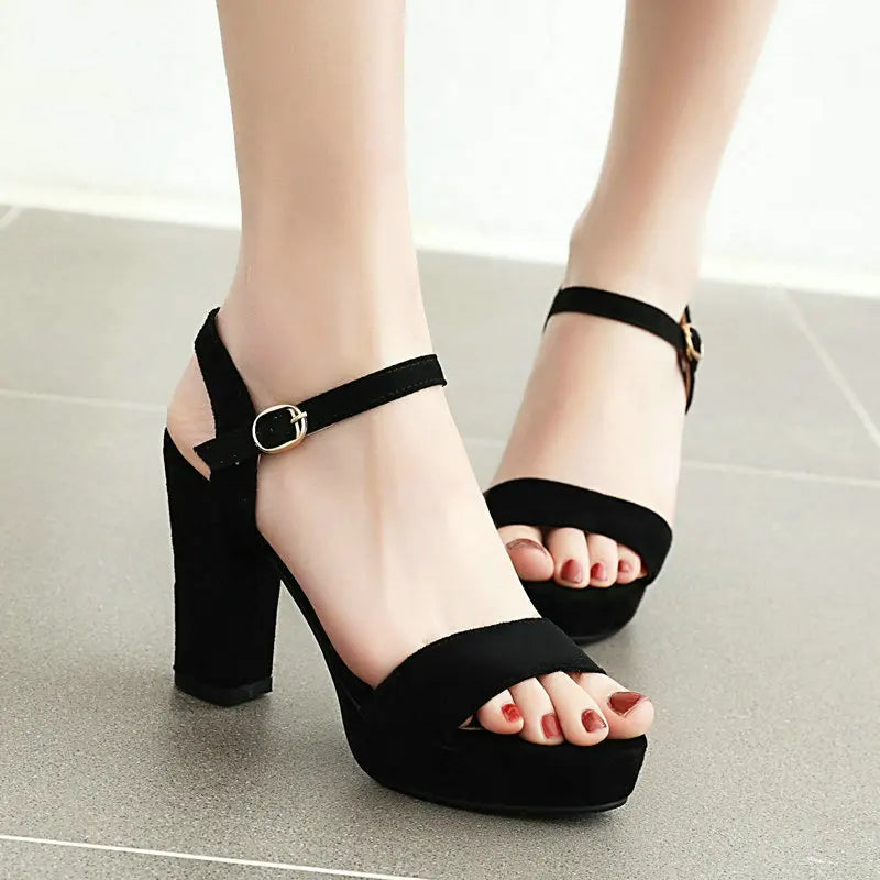 Size 3243 10cm High Heel Sandals Black Heel Open Toe Fashionable Summer Sandals Shoes
