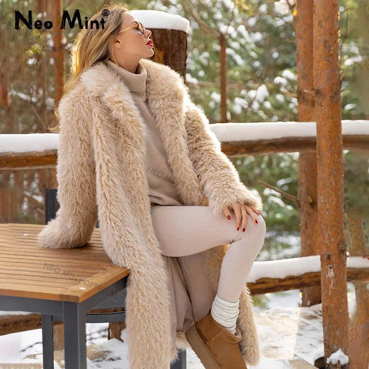 Exclusive Long Faux Fur Parka Coat Winter Thick Warm Fluffy Eco Lamb Fur Teddy Jacket Overcoat