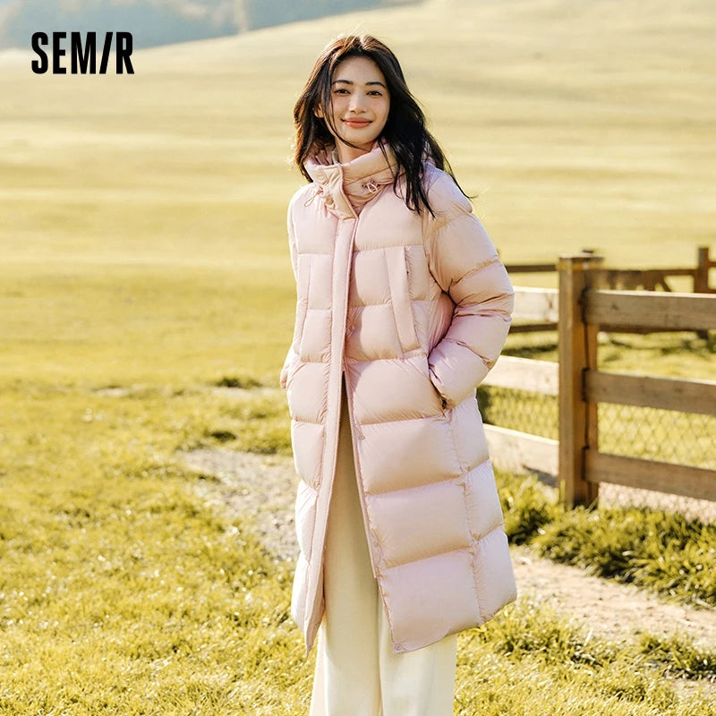 Down Jacket Long Length Three-proof Versatile Updated Winter New Loose Hooded Coat Simple Down Jacket