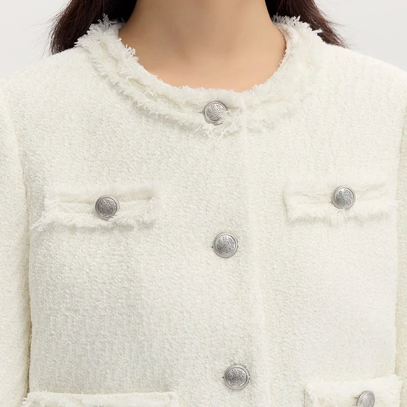 Coat Short-sleeved Shoulder Padding Tassel Gentle New Petit Charcoal Style Slim Fit Jacket