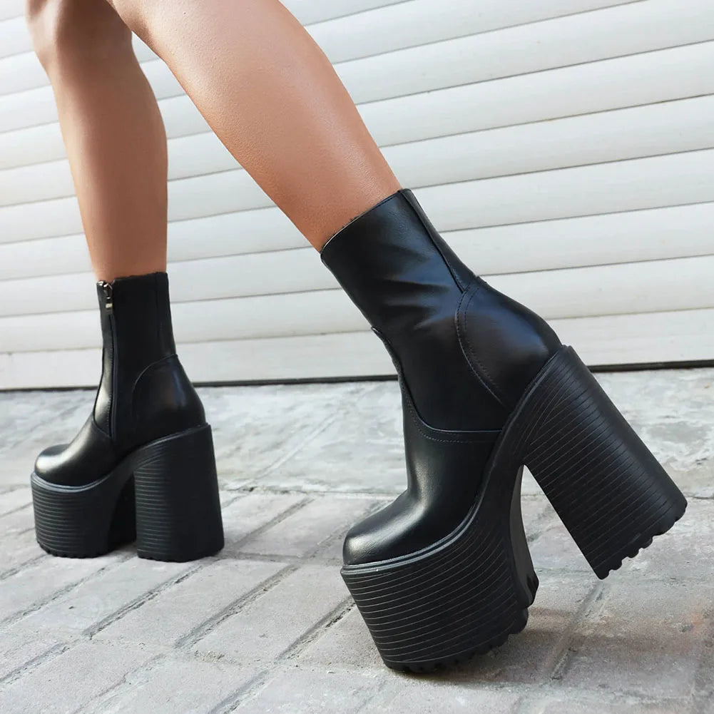 Platform Ankle Boots Winter Brand Design Great Quality Gothic Style Comfy Cool Street Shoes Boots Big Size 43