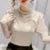 Summer Style Blouses Shirts Lady Puff Short Sleeve Beading O-neck Pearl Blouses Tops