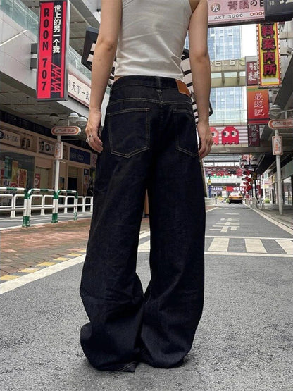 Y2k Denim Low Waist Jeans Harajuku Wide Leg Baggy Pants High Street Oversize American Retro Cargo Trousers Grunge