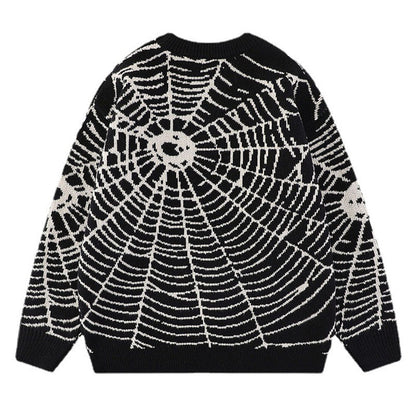 Beige and Purple Spider Web Knit Sweater