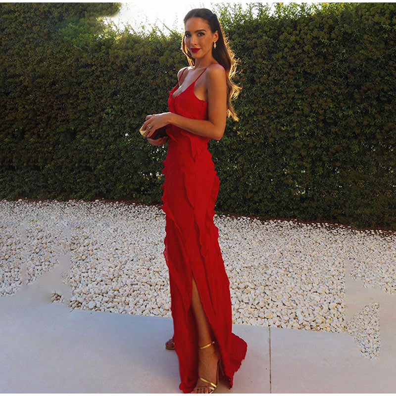 Deep V Neck Maxi Dress