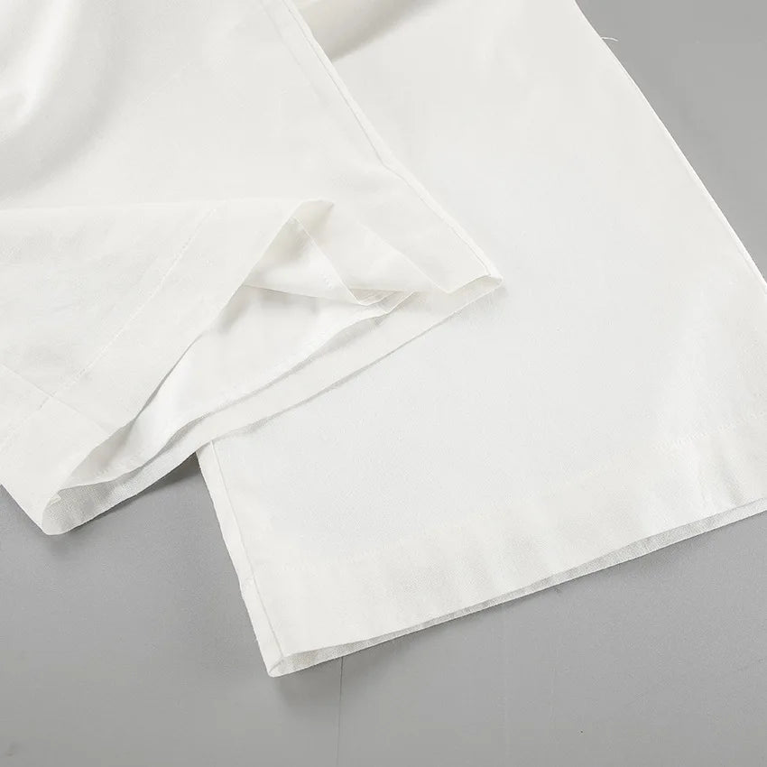 White Simple Wide Leg Pants Sets Summer New Off Shoulder Sleeveless Tube Tops Pants 2 Piece Set