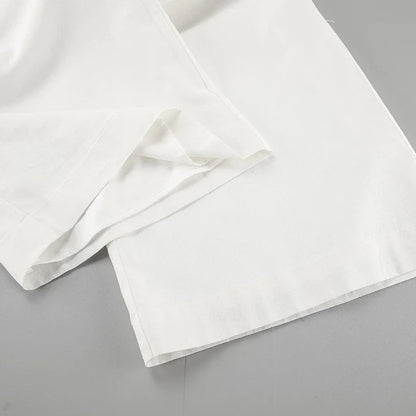 White Simple Wide Leg Pants Sets Summer New Off Shoulder Sleeveless Tube Tops Pants 2 Piece Set