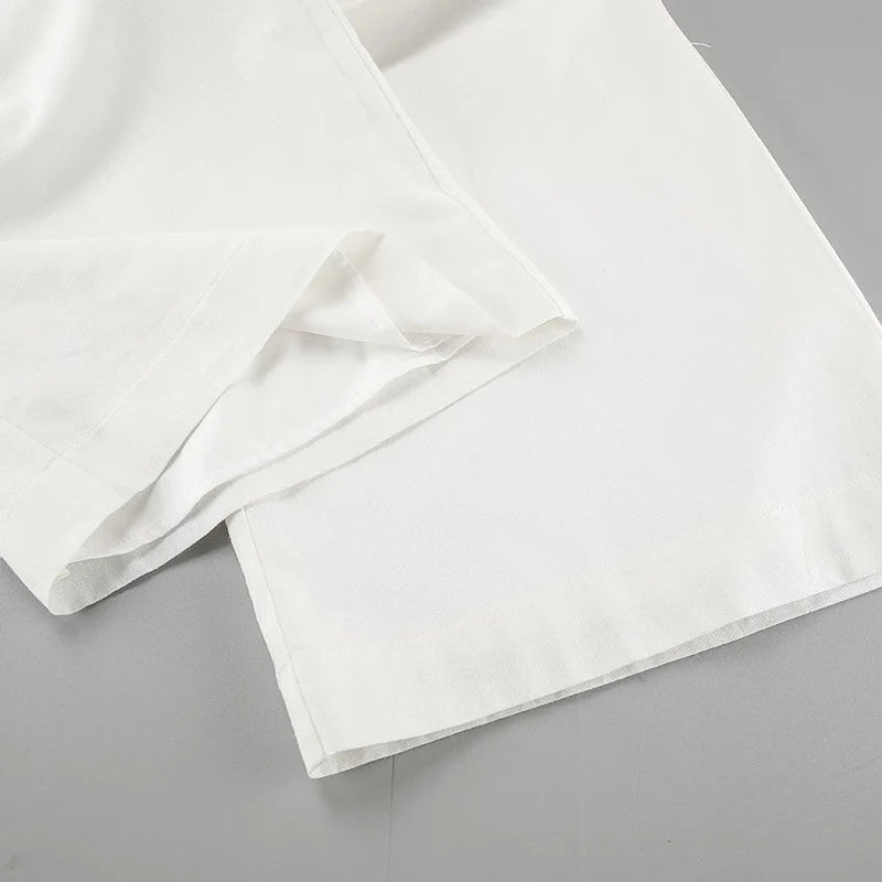 White Simple Wide Leg Pants Sets Summer New Off Shoulder Sleeveless Tube Tops Pants 2 Piece Set