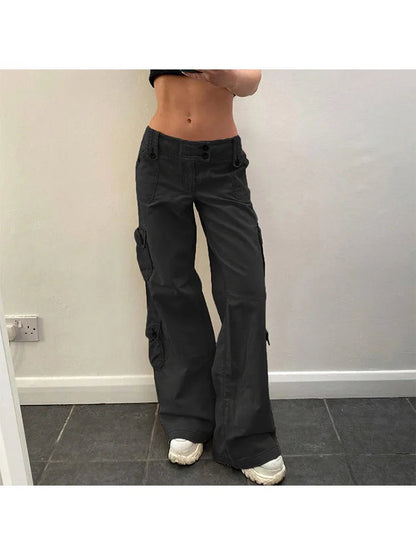 Woman Jeans Preppy Style Denim Pants Trousers Cargo Pants Allmatch Straight Leg Color