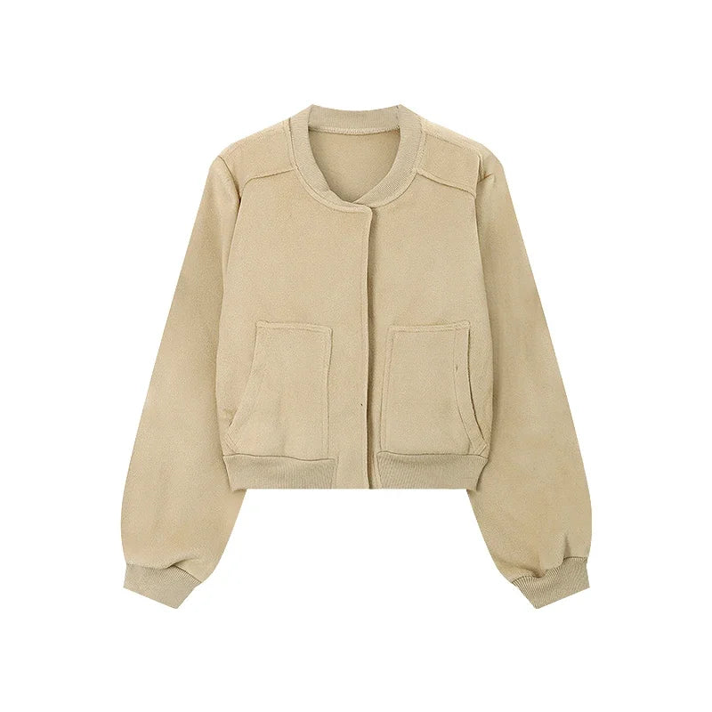 Baseball Woolen Coat Cropped Bomber Jacket Oversized Loose Korean Uniform Winter Clothes