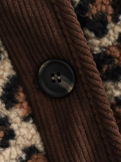 Jacket Winter Commuter Leopard-print Lamb Wool Jacket for Outwears