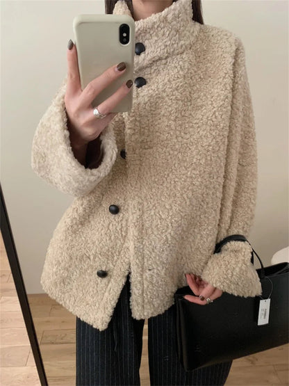 Loose Coats Winter Office Lady High Street Minimalist New All Match Soft Daily
