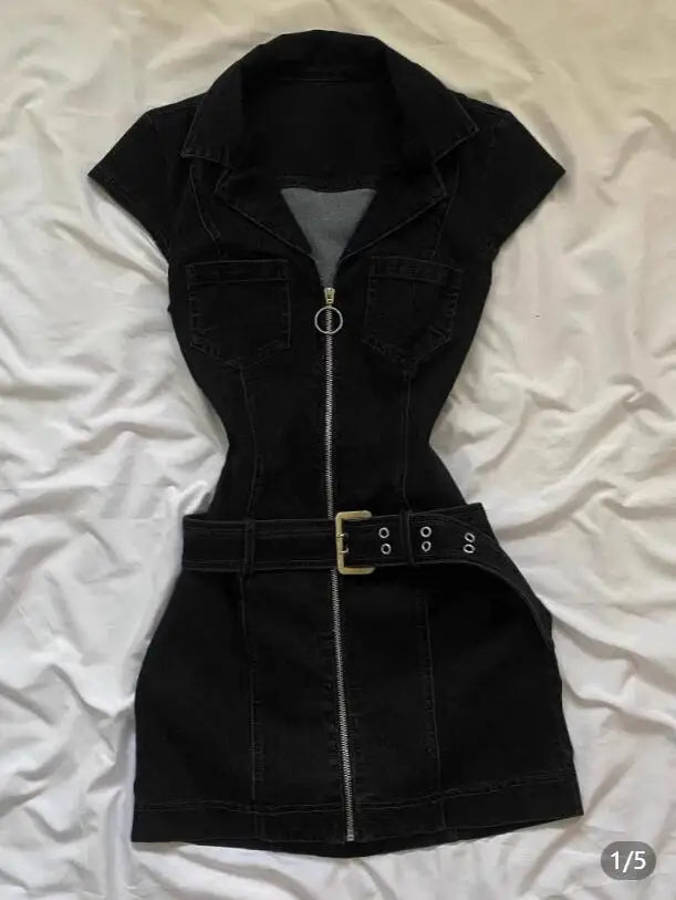 Y2k Denim Dresses Spring Summer American Retro Mini Dress Vestidos Mujer