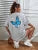 Art Word and Blue Butterfly Printed T-shirt Cotton Short Sleeve Breathable Summer T Shirt Street Clothing