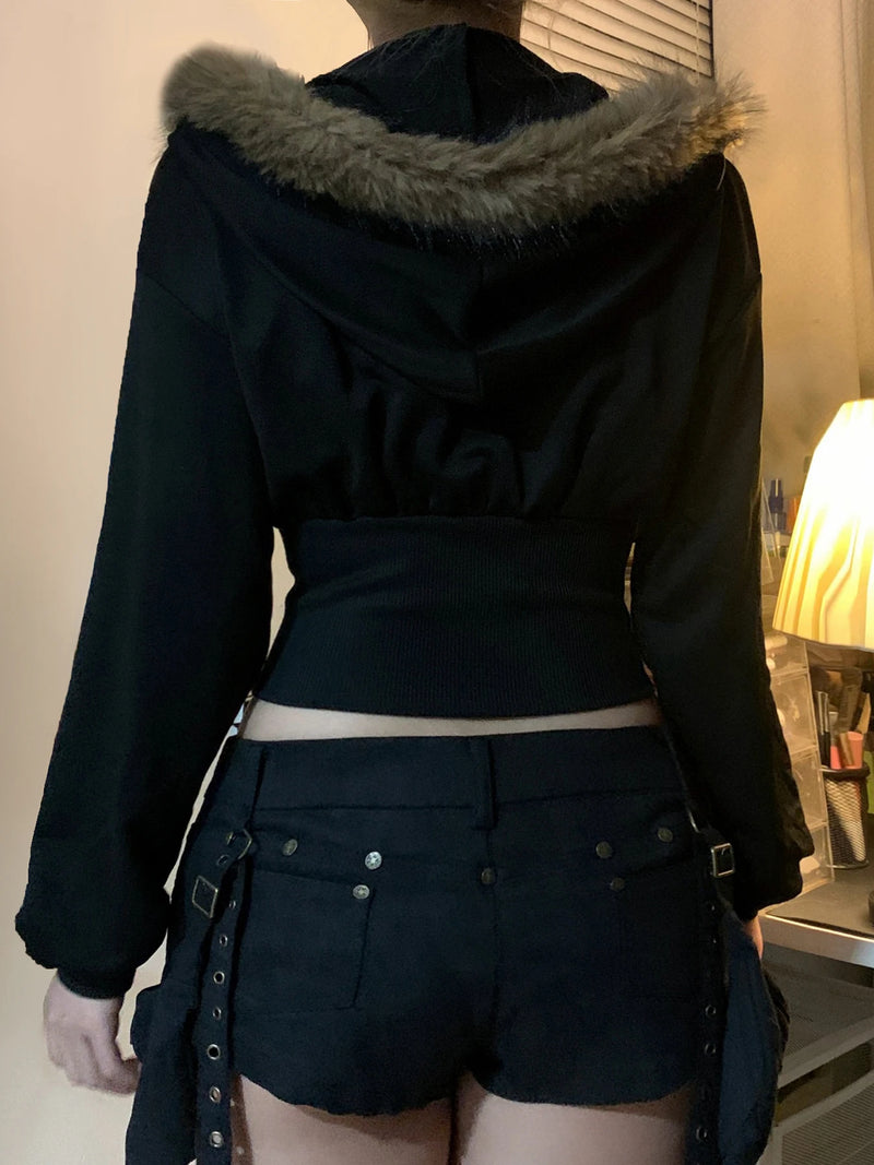Slim Fit Faux Collar Hooded ’s Coat Simple Basic Zipper Long Sleeve Jackets Autumn Winter