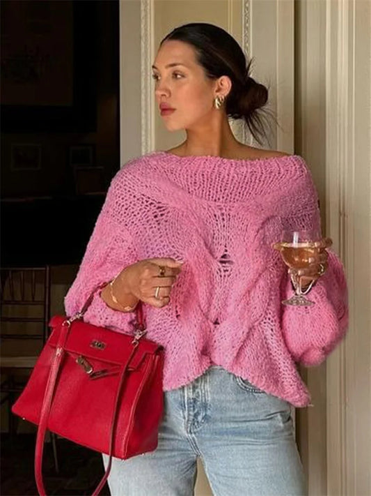 Knitwear Sweater Pullover Female Loose See-through Autumn Beach Holiday Clothes ’s Knit Pullover